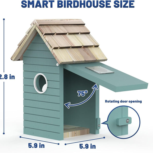 Smart Bird House,Bird Feeder With Camera - Ai Bird Species Identification, 3MP HD Photos, Inside 2.4G-Wi-Fi,1.5In Focus, Blue