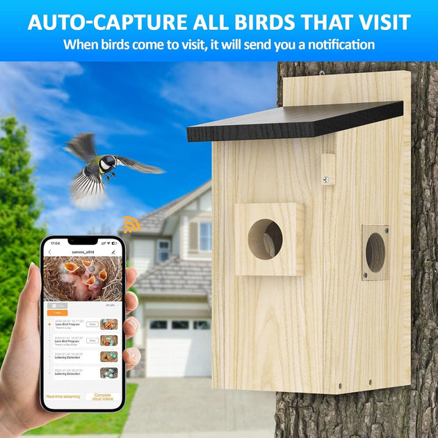 Smart Bird Houses For Outside Solar Powered,4MP Birdhouse Camera For Outdoors, Watch Bird Nesting & Hatching In Real Time, AI Identify Bird Behavior & Create, DIY Ideal Gift