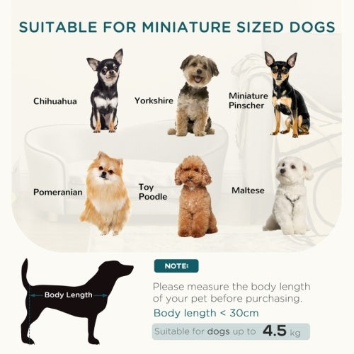 PawHut Dog Sofa Pet Chair, Kitten Bed Couch W  Wooden Frame, Removable Cushion - Silver-Tone And Grey